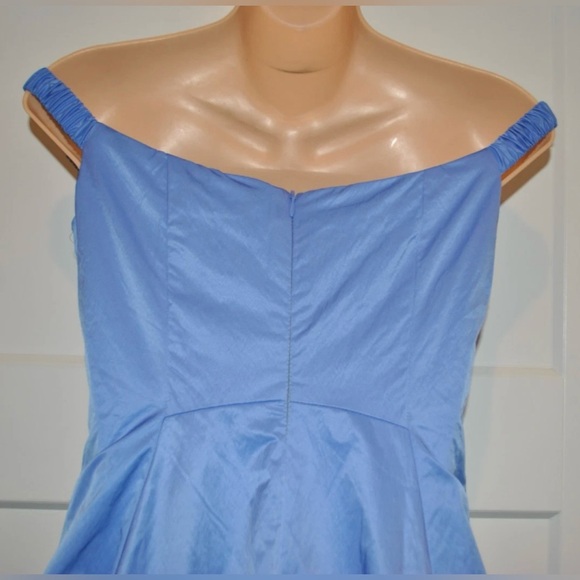 FREE PEOPLE Alinda Blue Off the Shoulder Midi Dress Pockets size 4 NWT $228.00 - Picture 7 of 9